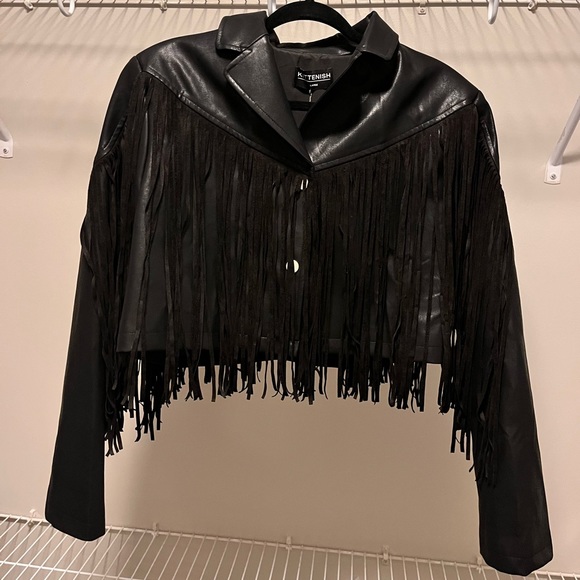 Faux Leather Fringe Leather Jacket - Picture 2 of 5